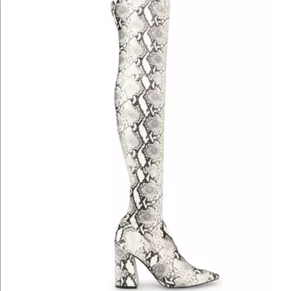 snakeskin thigh highs